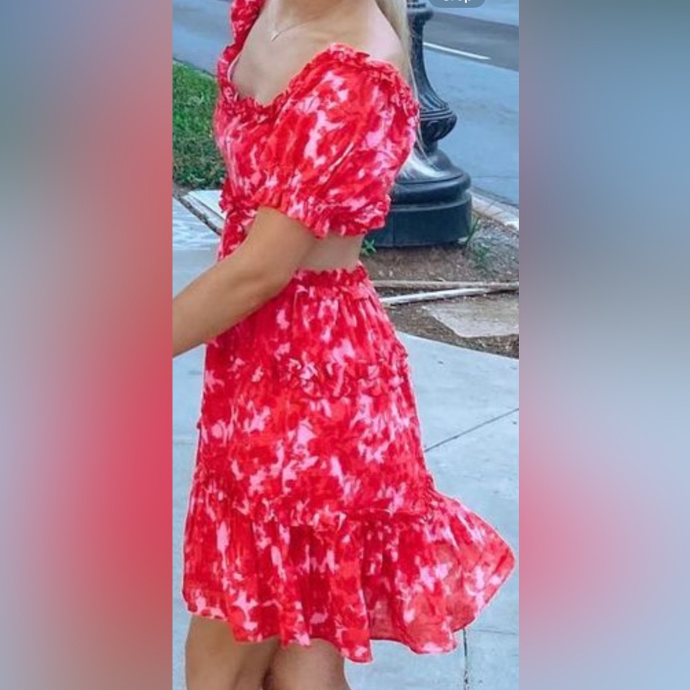 Super cute red and pink cutout dress